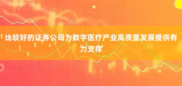 比较好的证券公司为数字医疗产业高质量发展提供有力支撑